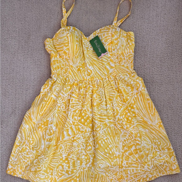 🌼 NEW Lilly Pulitzer Christine Yellow Sunglow Fit & Flare Sun Dress, Size 12 🌼 - Picture 2 of 8